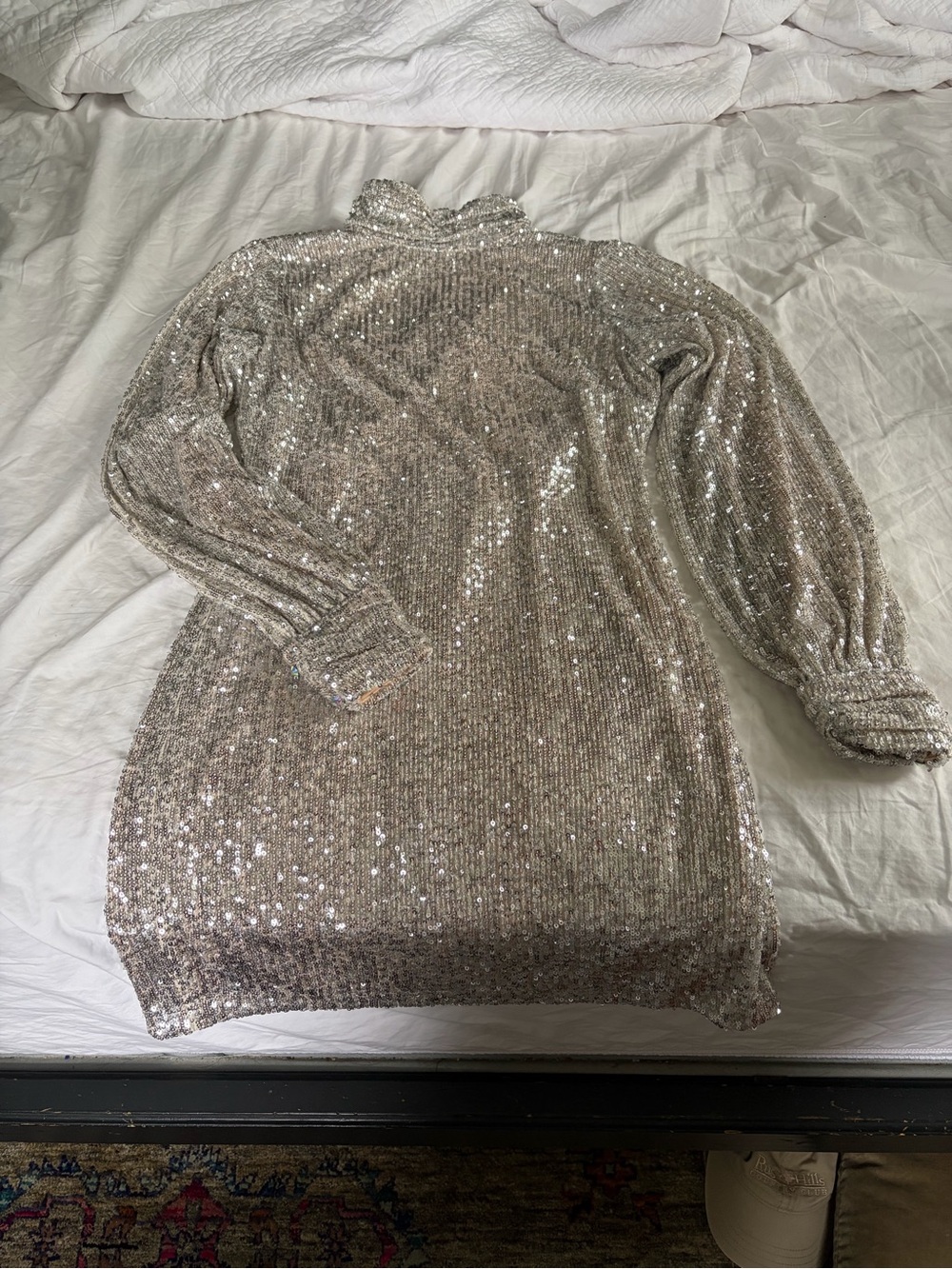 Sequin Backless Mini Dress - Silver